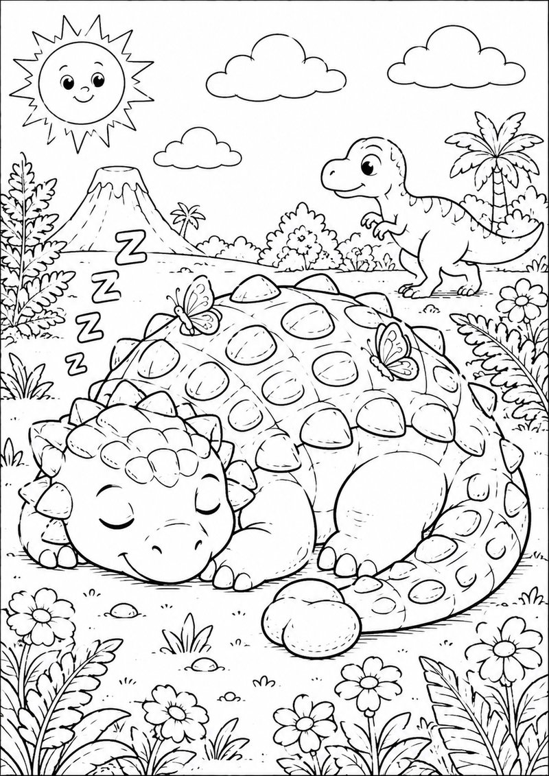 Anquilosaurio Durmiendo Para Colorear dibujo para colorear