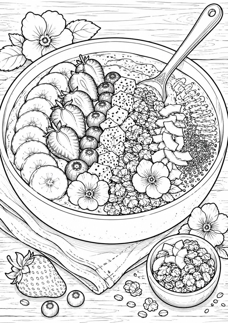 Bowl De Frutas Para Colorear dibujo para colorear