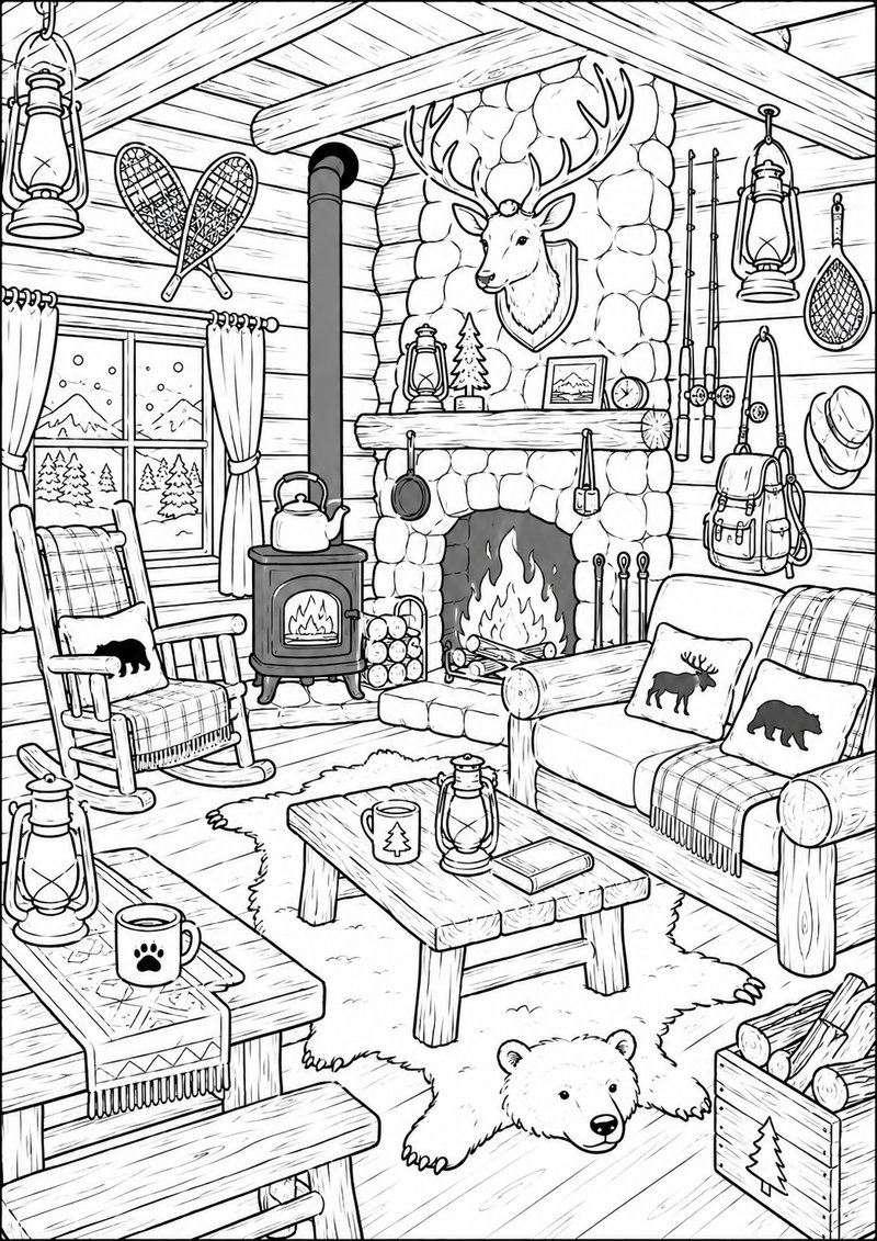 Cabaña De Fin De Semana Para Colorear dibujo para colorear