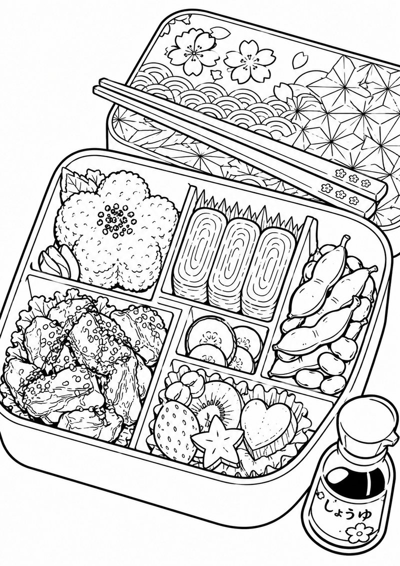 Caja De Sushi Para Colorear dibujo para colorear