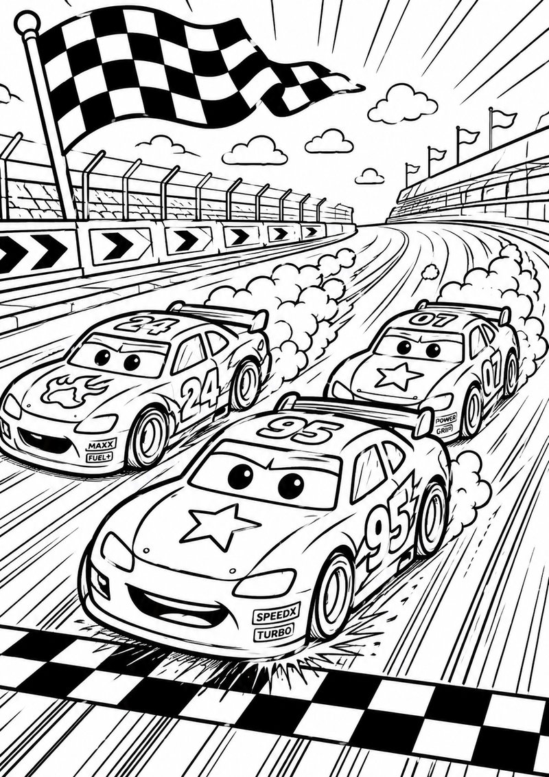 Carrera De Autos Para Colorear dibujo para colorear