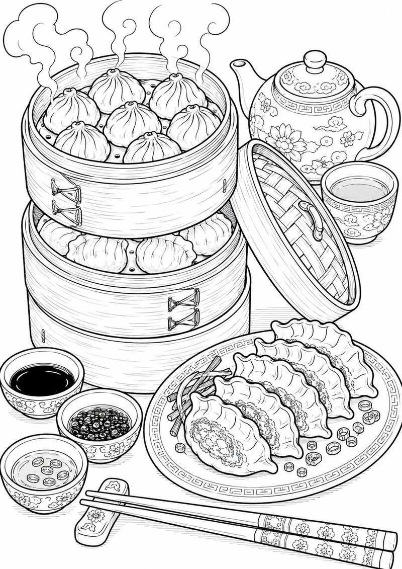 Dim Sum Para Colorear dibujo para colorear