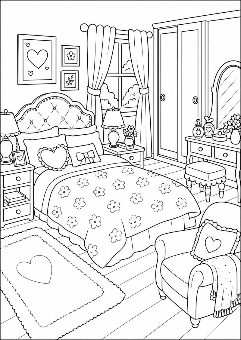 Dormitorio Para Colorear dibujo para colorear