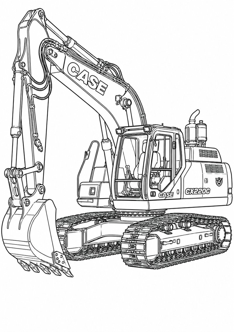 Excavadora Case Cx220 Para Colorear dibujo para colorear