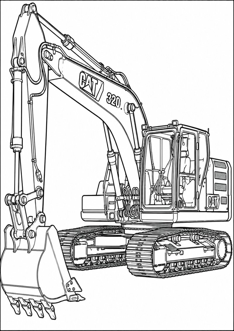 Excavadora Caterpillar 320 Para Colorear dibujo para colorear
