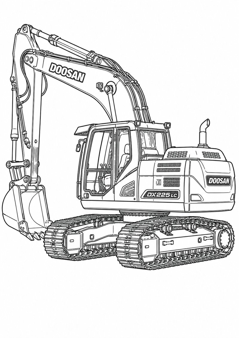 Excavadora Doosan Dx225 Para Colorear dibujo para colorear