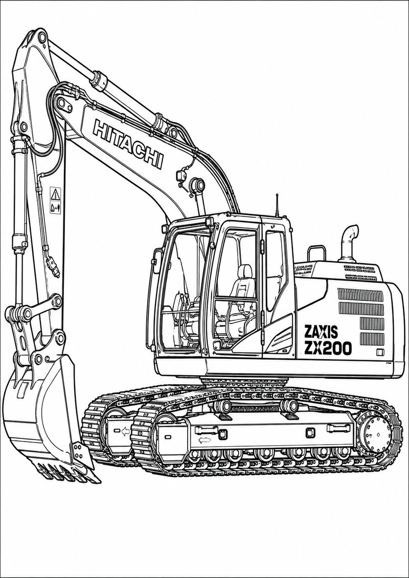 Excavadora Hitachi Zx200 Para Colorear dibujo para colorear