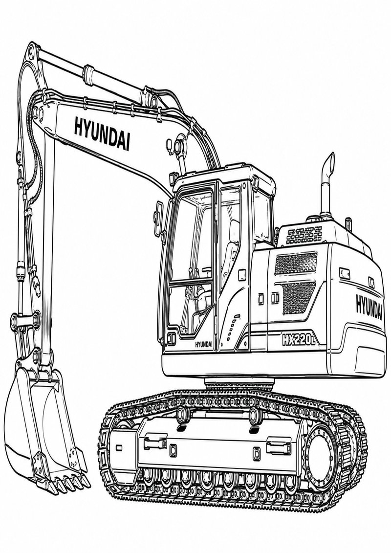 Excavadora Hyundai Hx220 Para Colorear dibujo para colorear