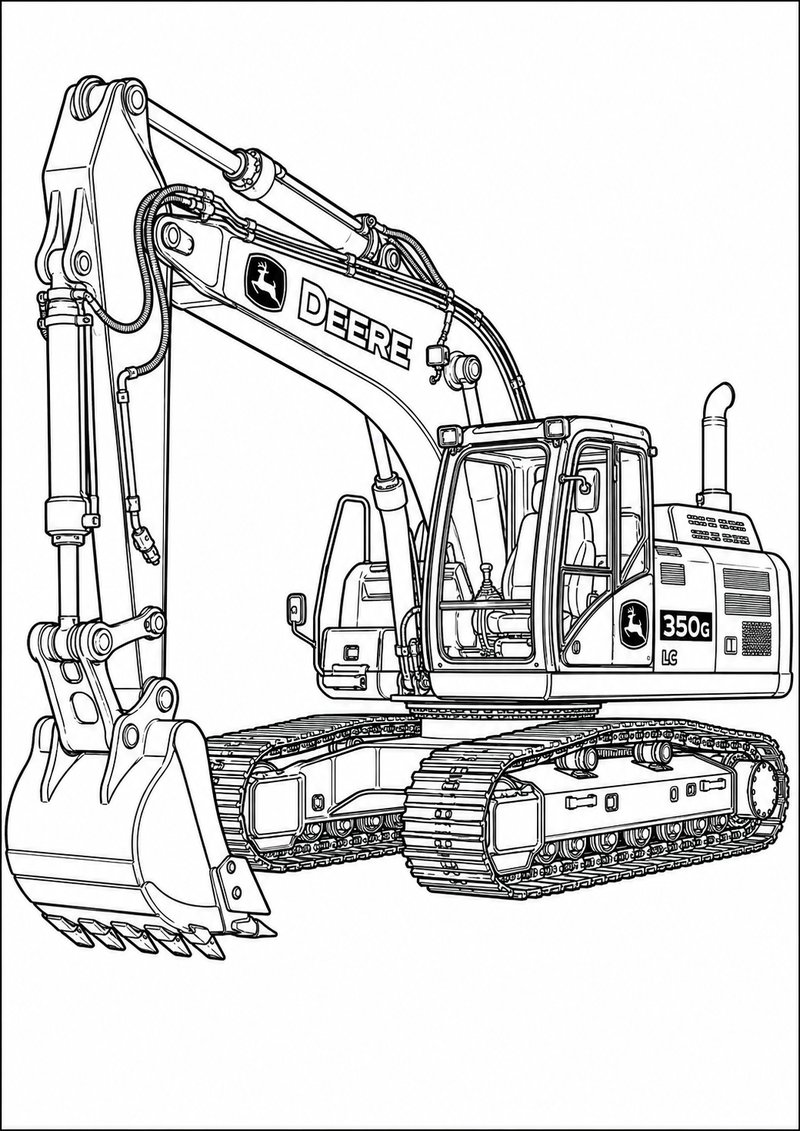 Excavadora John Deere 350g Para Colorear dibujo para colorear