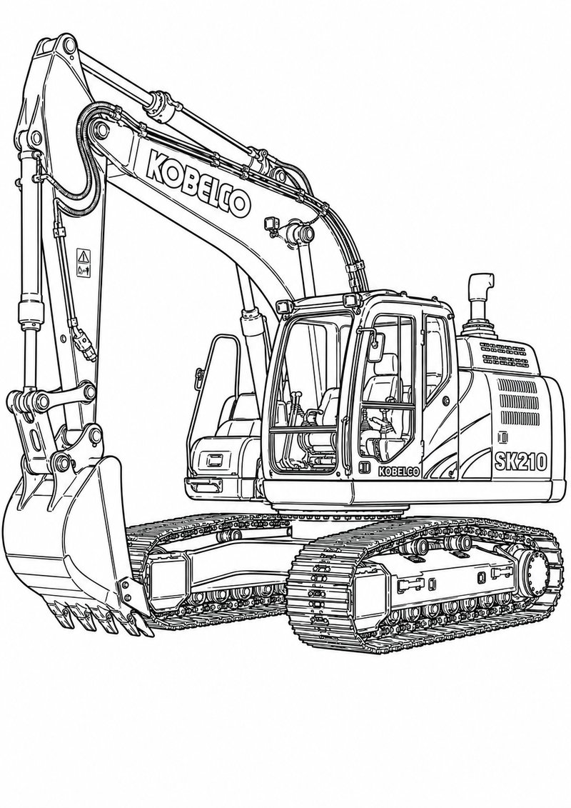 Excavadora Kobelco Sk210 Para Colorear dibujo para colorear