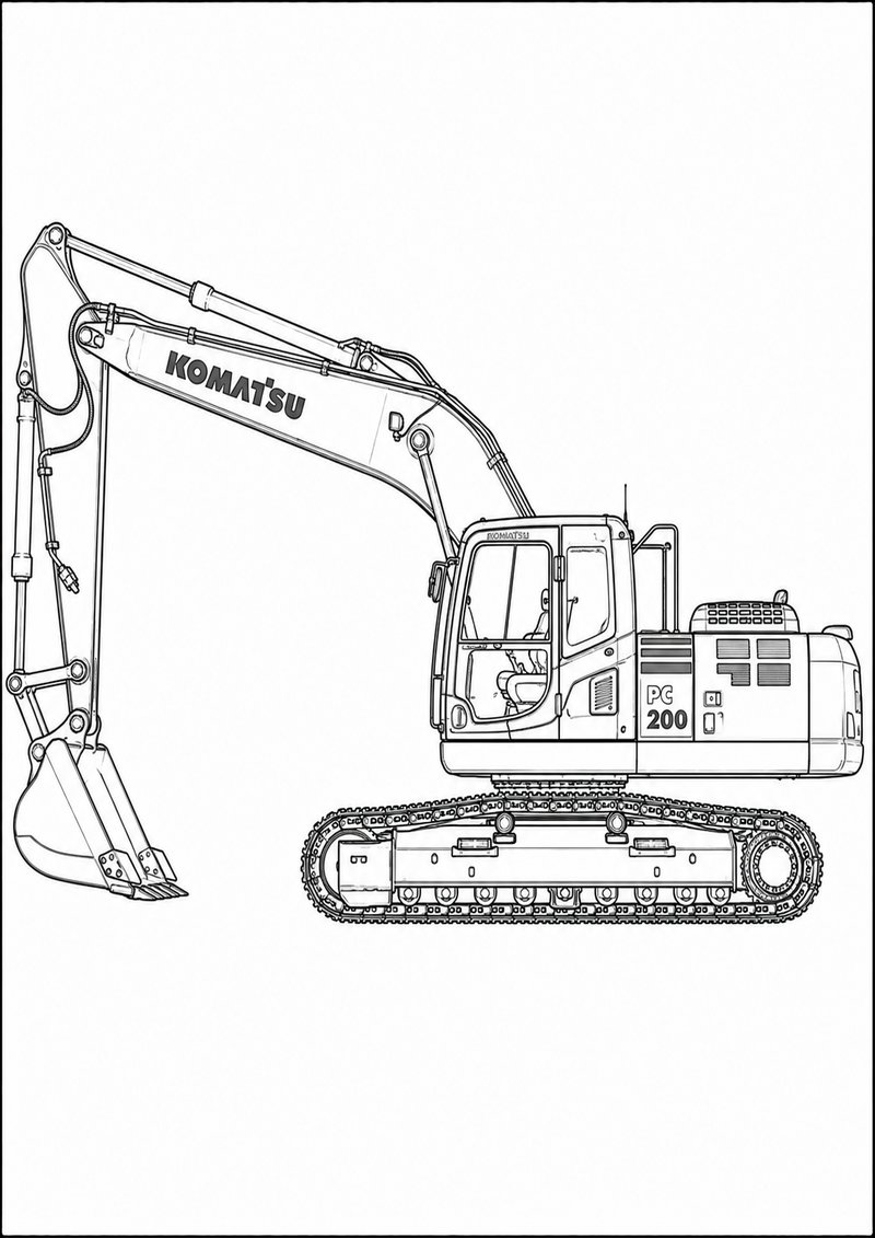 Excavadora Komatsu Pc200 Para Colorear dibujo para colorear