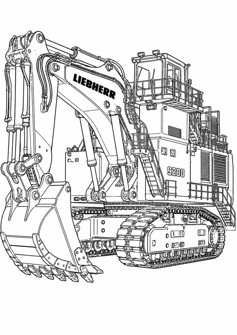 Excavadora Liebherr R 9200 Mining Para Colorear dibujo para colorear