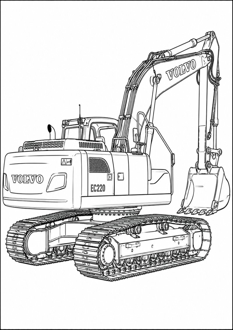 Excavadora Volvo Ec220 Para Colorear dibujo para colorear