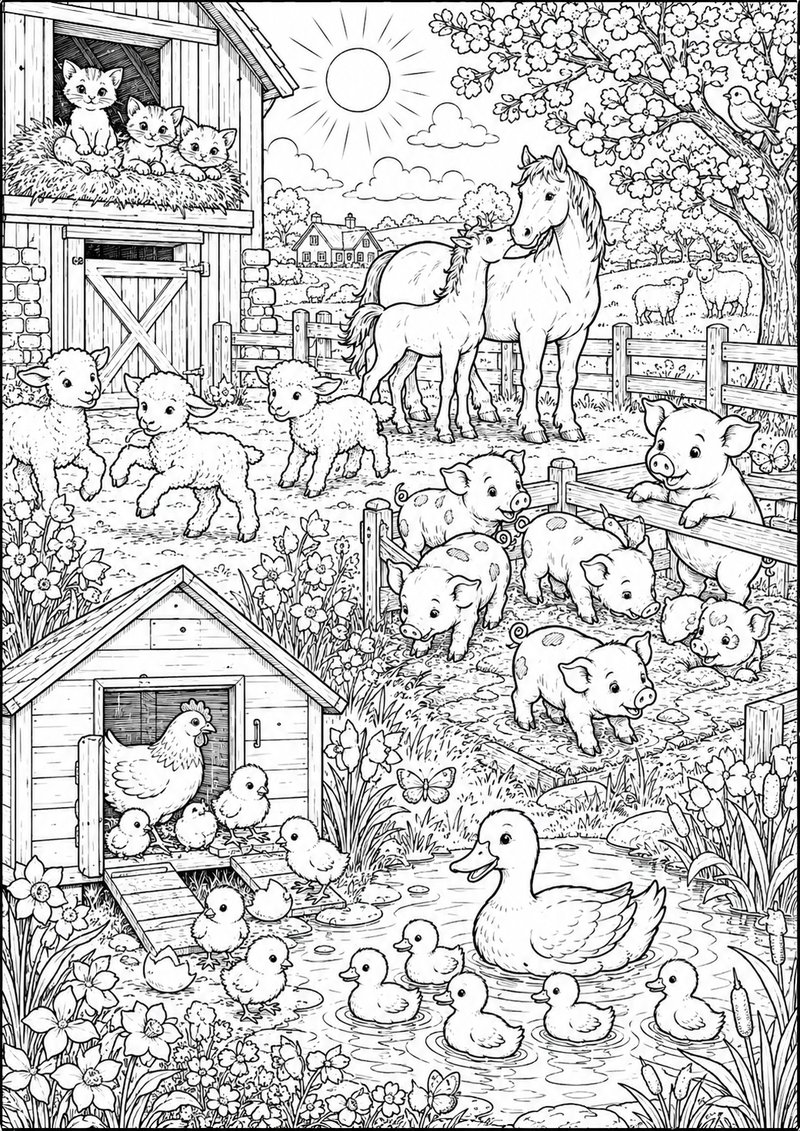 Granja Para Colorear Animales dibujo para colorear