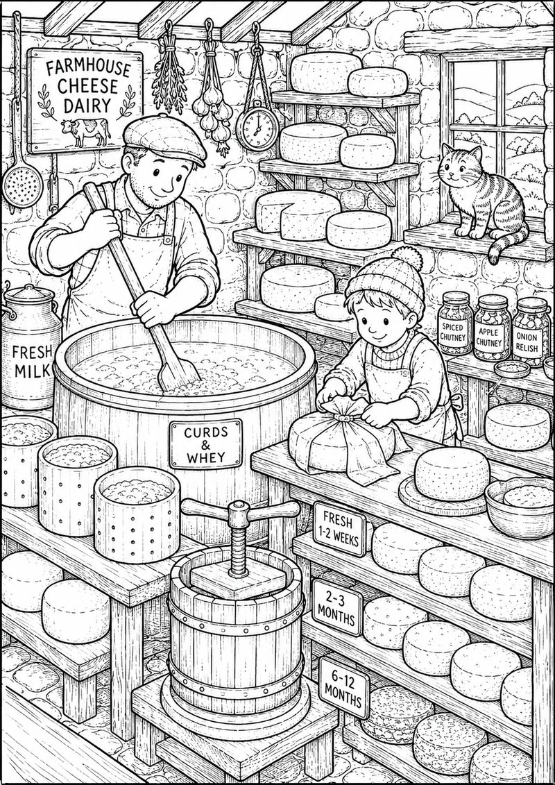 Granja Para Colorear Elaboración De Queso dibujo para colorear