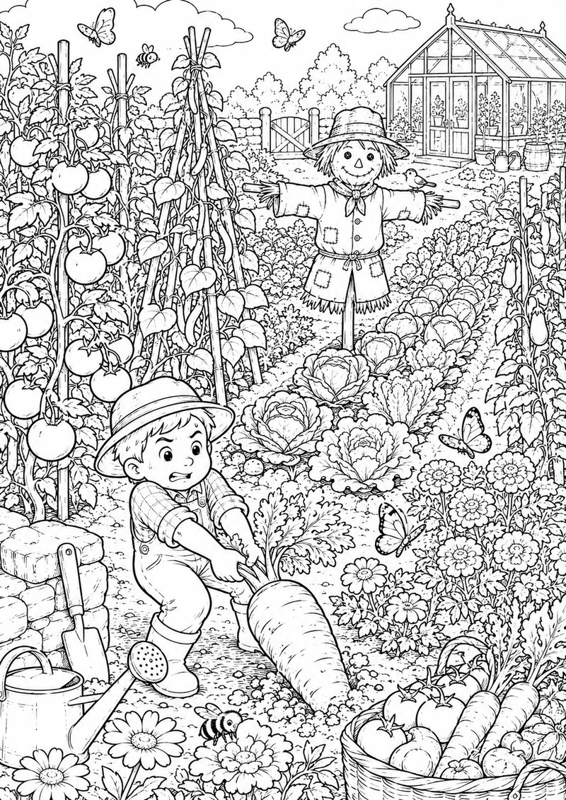 Granja Para Colorear Huerto dibujo para colorear