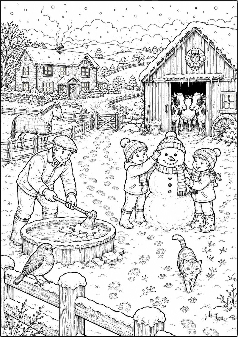 Granja Para Colorear Invierno dibujo para colorear