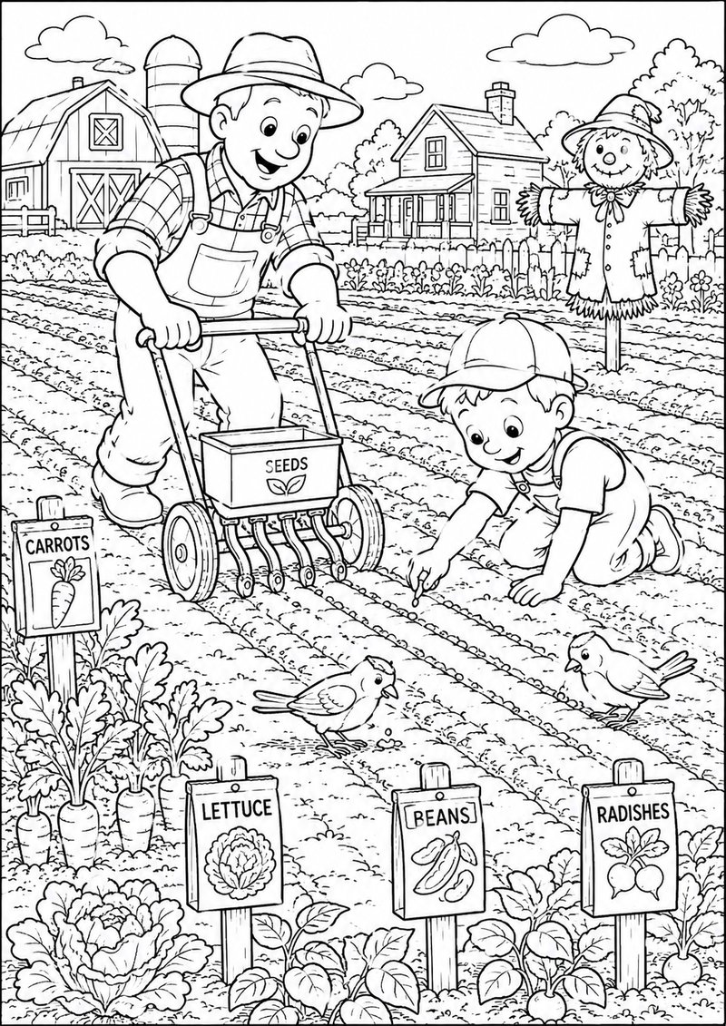 Granja Para Colorear Siembra dibujo para colorear