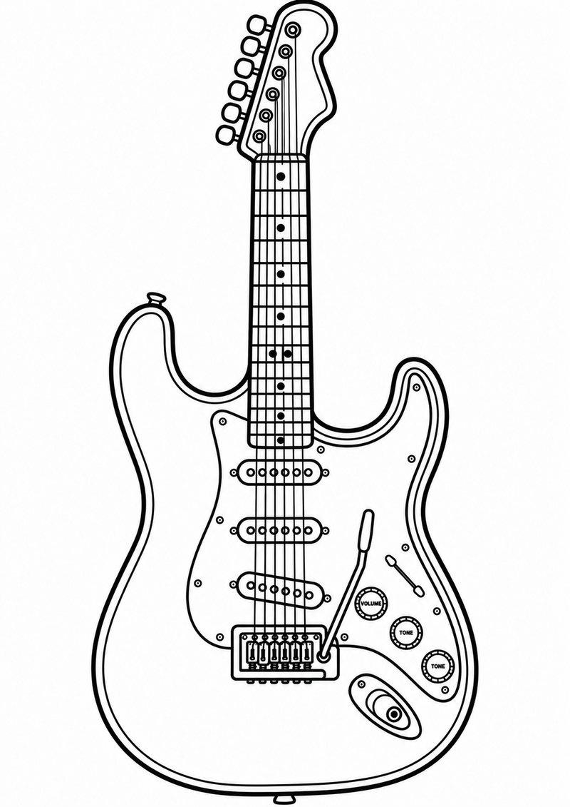 Guitarra Eléctrica 2 Para Colorear dibujo para colorear