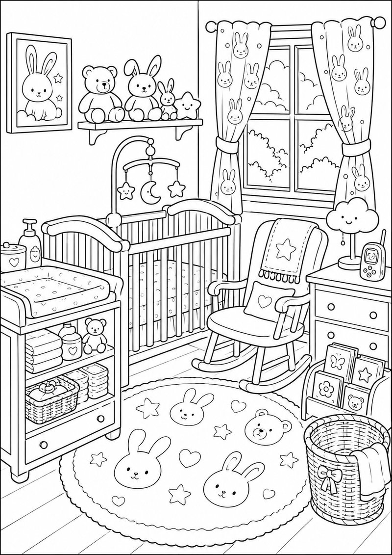 Habitación De Bebé Para Colorear dibujo para colorear