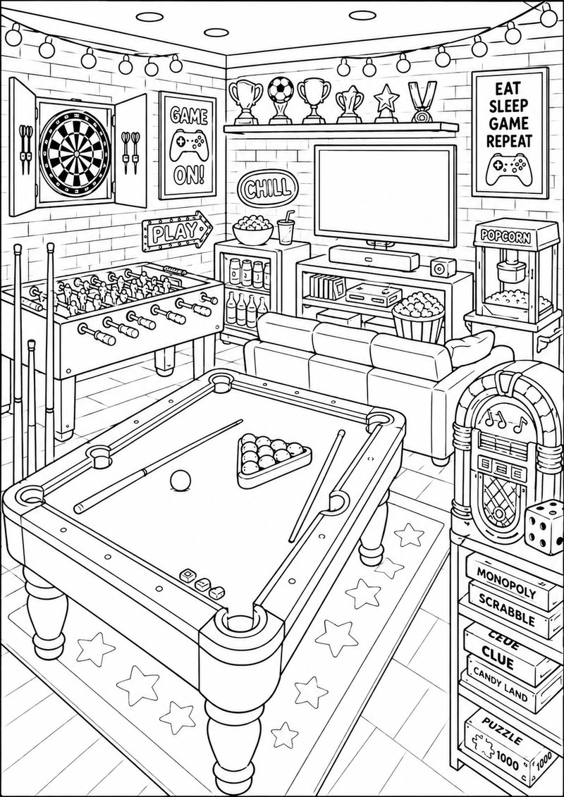 Habitación Masculina Para Colorear dibujo para colorear