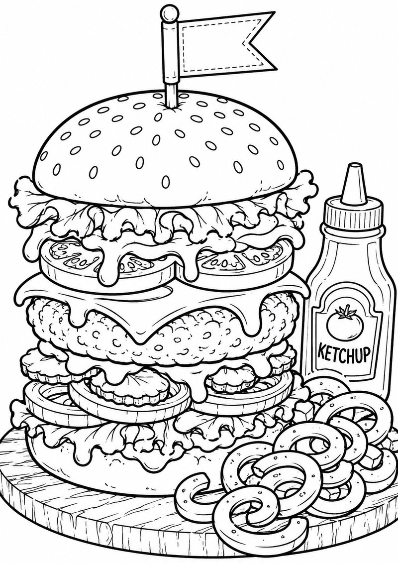 Hamburguesa Para Colorear dibujo para colorear