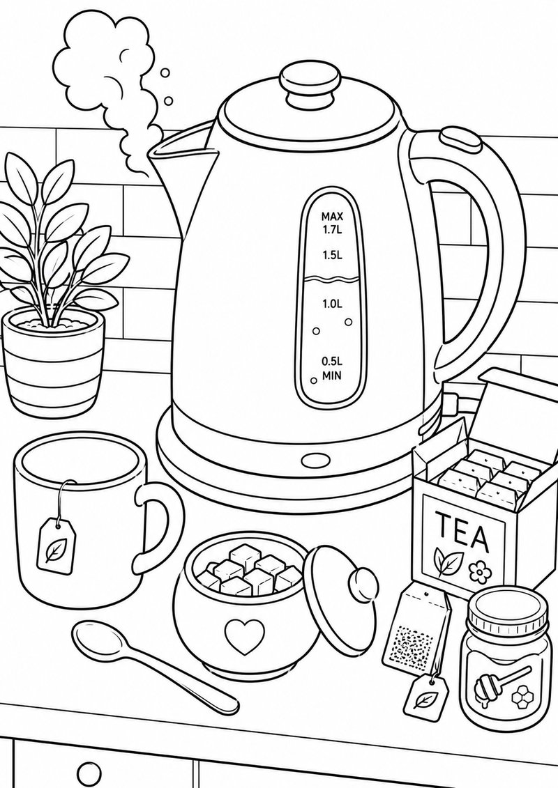 Hervidor De Agua Para Colorear dibujo para colorear