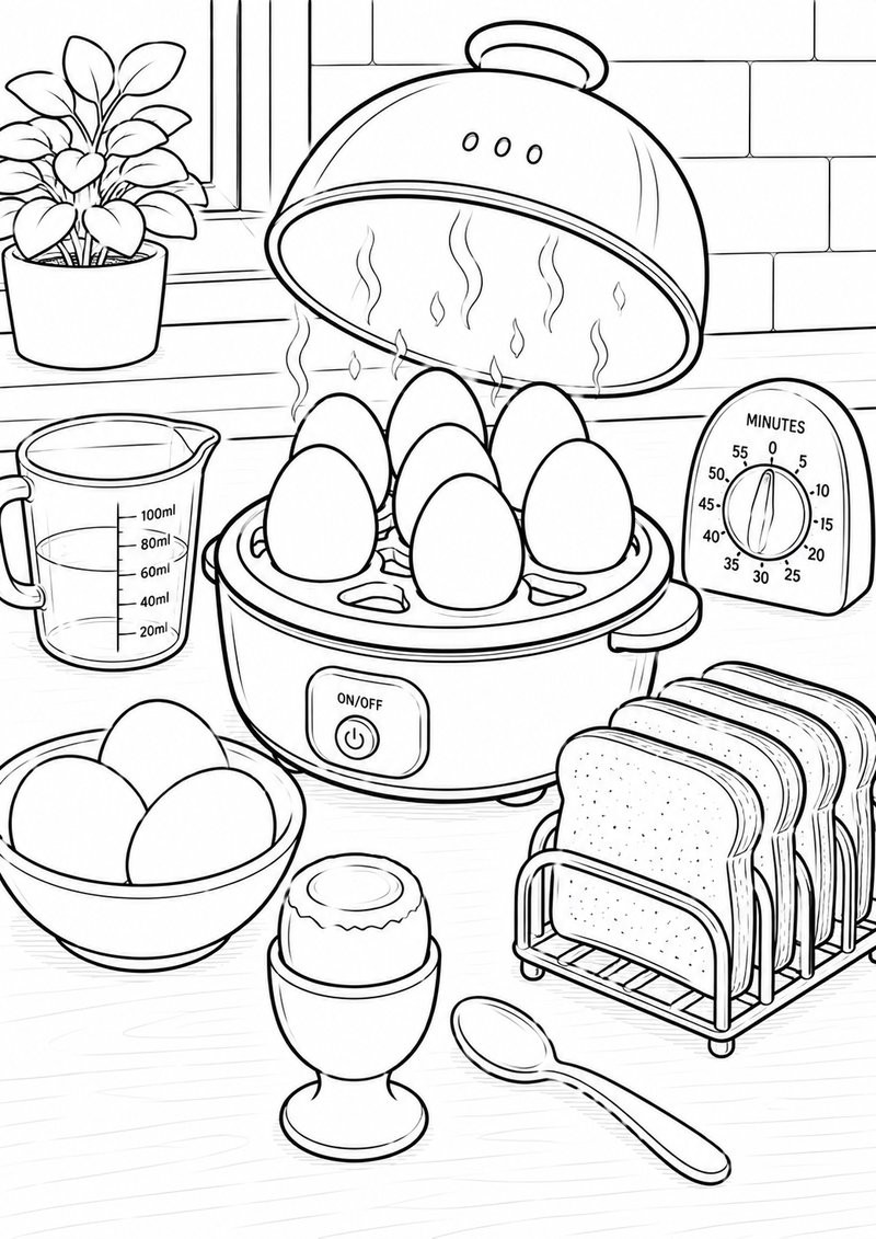 Hervidor De Huevos Para Colorear dibujo para colorear
