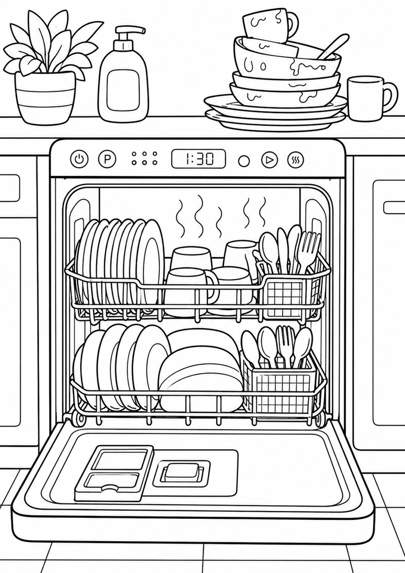 Lavavajillas Para Colorear dibujo para colorear