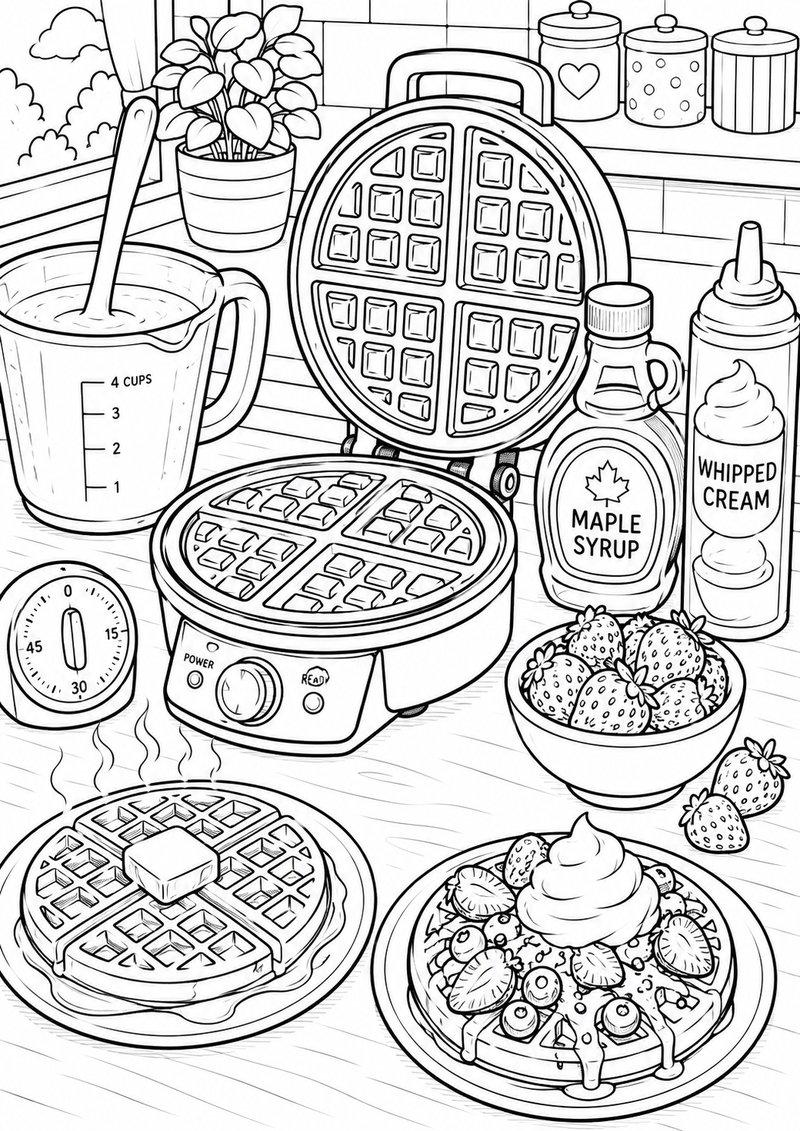 Máquina De Gofres Para Colorear dibujo para colorear