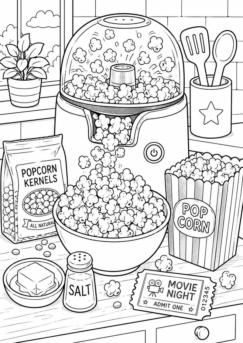 Máquina De Palomitas Para Colorear dibujo para colorear