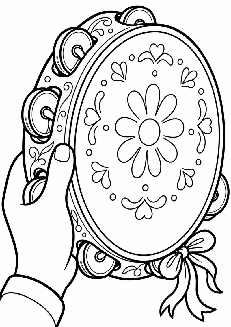 Pandereta 2 Para Colorear dibujo para colorear