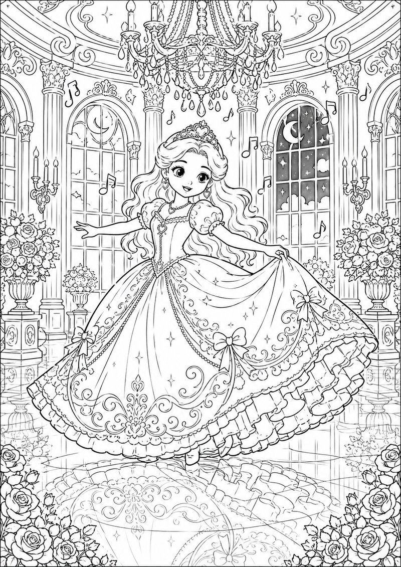 Princesa Bailando Para Colorear dibujo para colorear