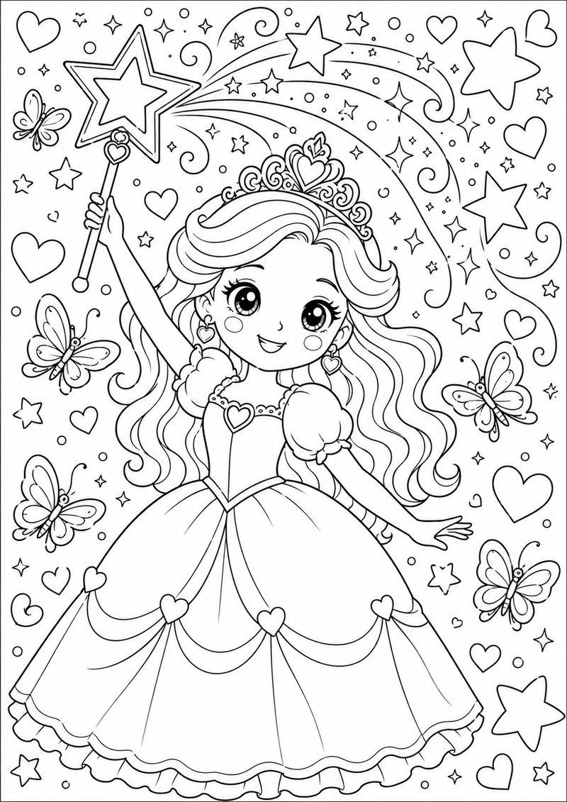 Princesa Con Cetro Para Colorear dibujo para colorear