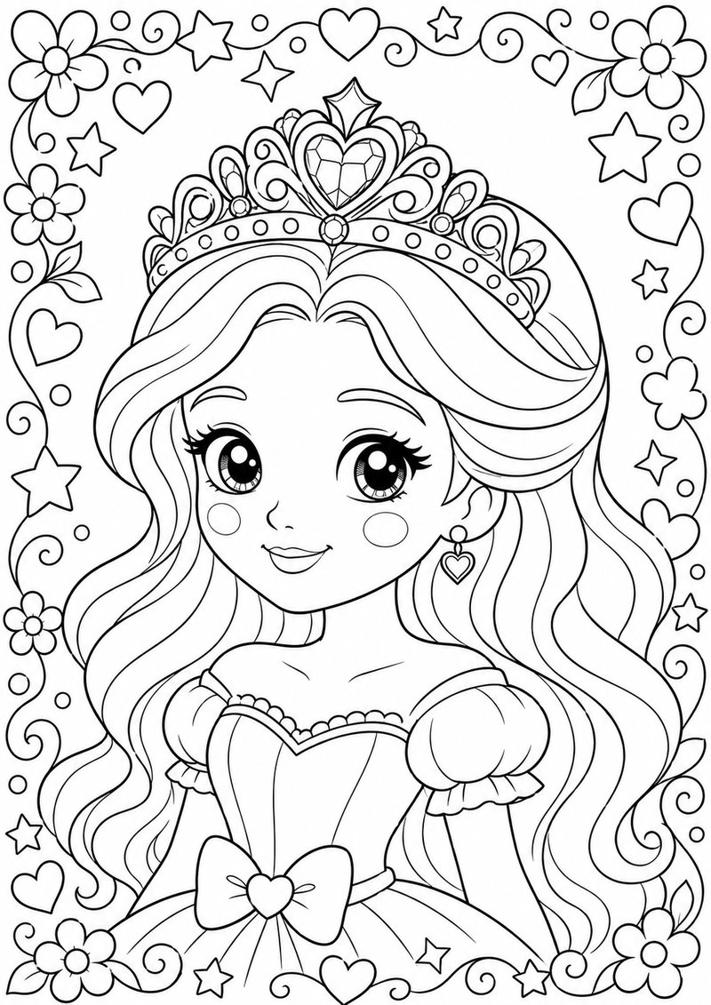Princesa Con Corona Para Colorear dibujo para colorear