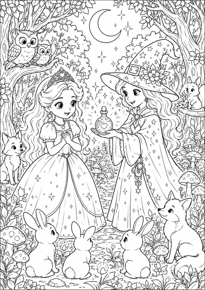 Princesa Y La Bruja Para Colorear dibujo para colorear