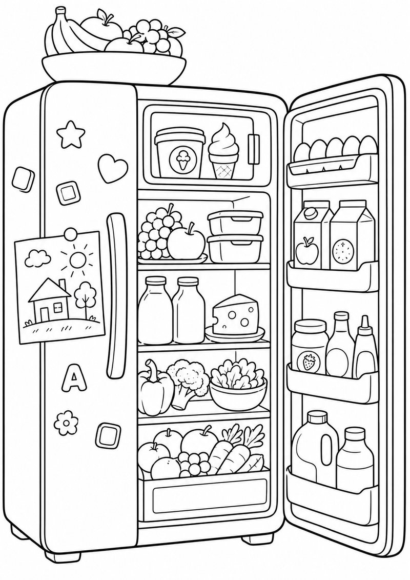 Refrigerador Para Colorear dibujo para colorear