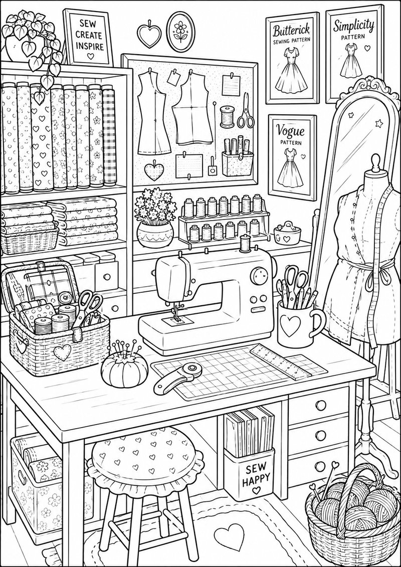 Sala De Costura Para Colorear dibujo para colorear