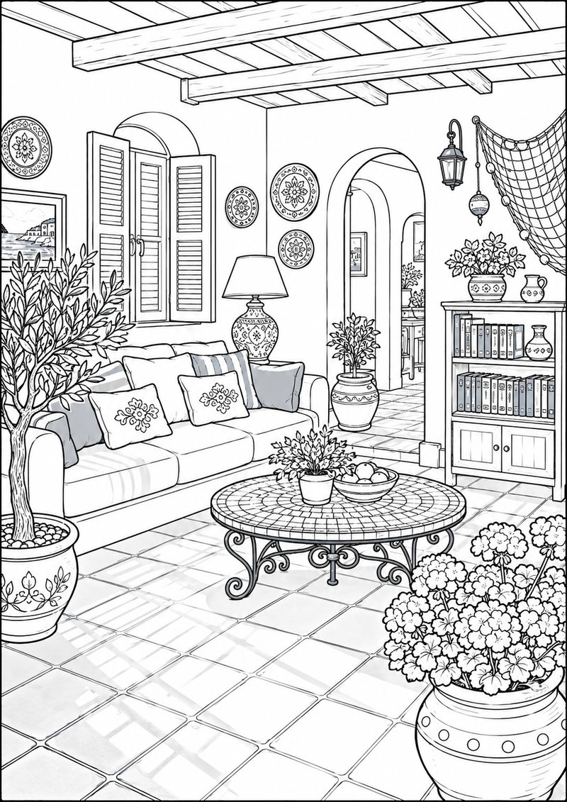 Sala De Estar 3 Para Colorear dibujo para colorear