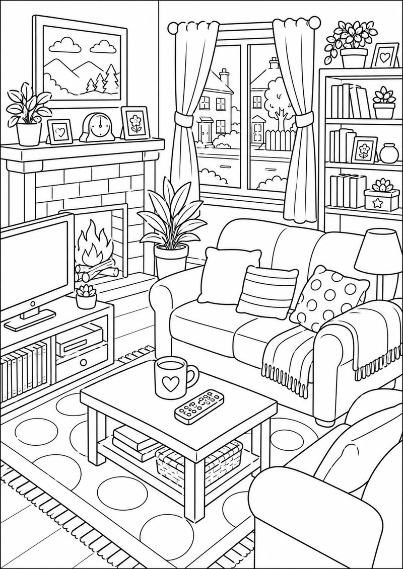 Sala De Estar Para Colorear dibujo para colorear