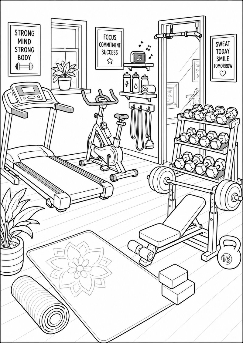 Sala De Fitness Para Colorear dibujo para colorear