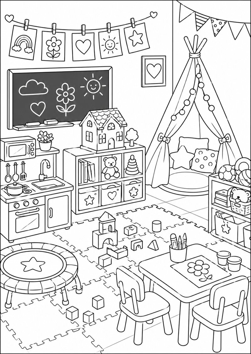 Sala De Juegos Infantil Para Colorear dibujo para colorear