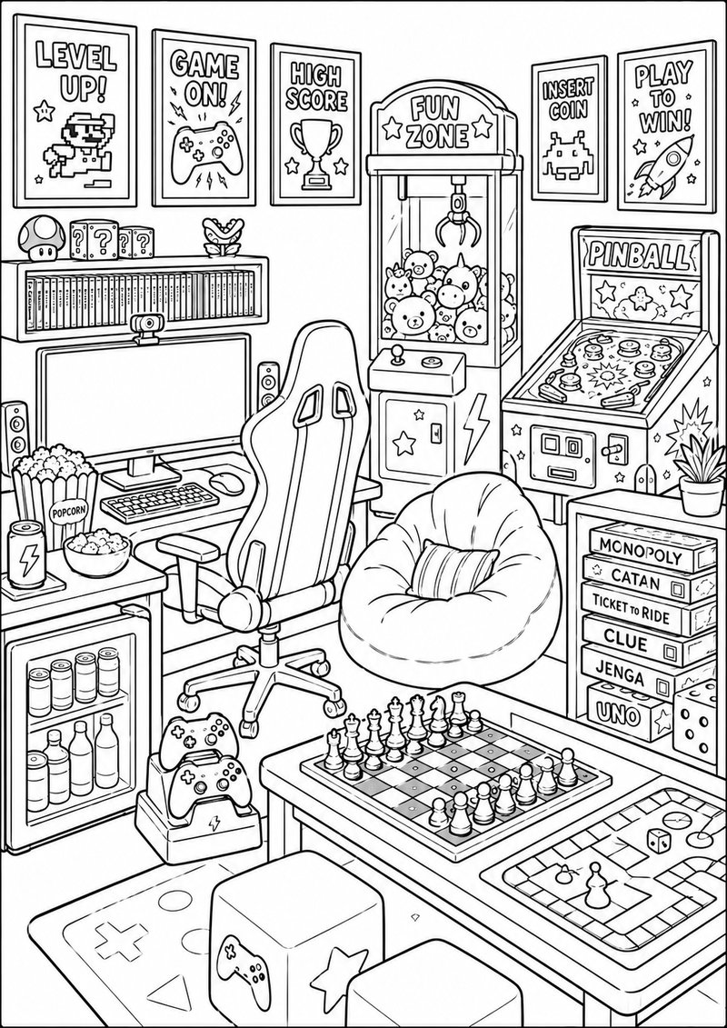 Sala De Videojuegos Para Colorear dibujo para colorear