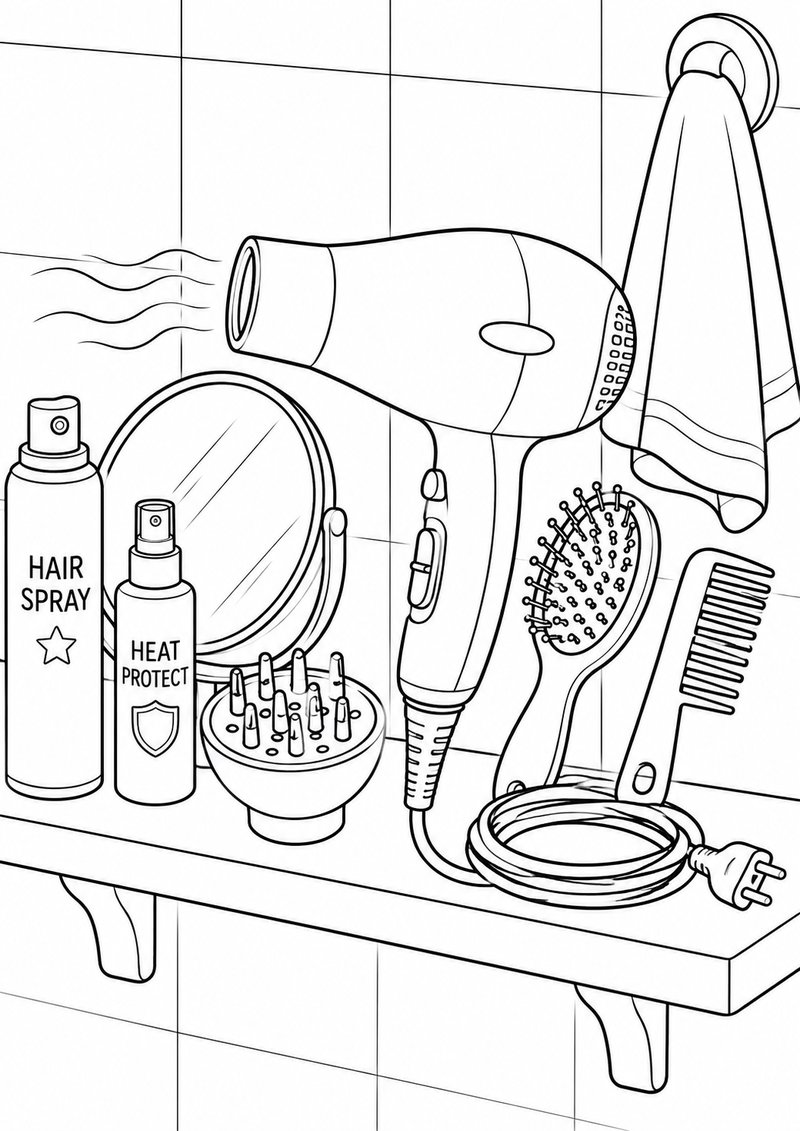 Secador De Pelo Para Colorear dibujo para colorear