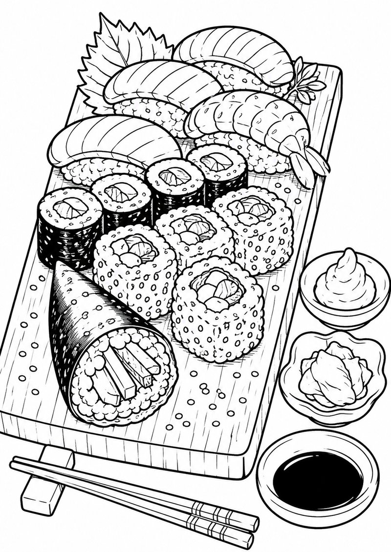 Sushi Para Colorear dibujo para colorear