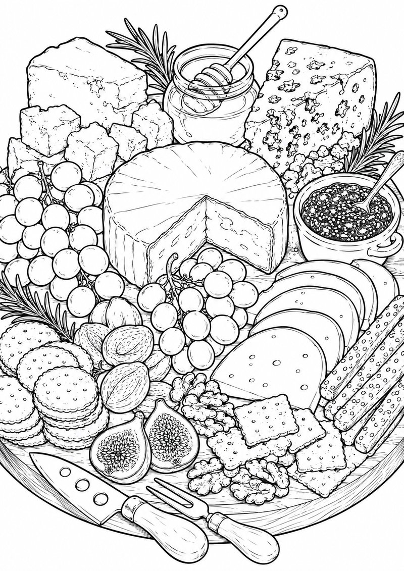 Tabla De Quesos Para Colorear dibujo para colorear