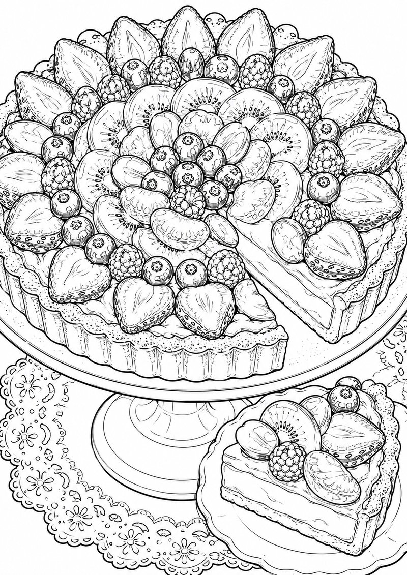 Tarta De Frutas Para Colorear dibujo para colorear
