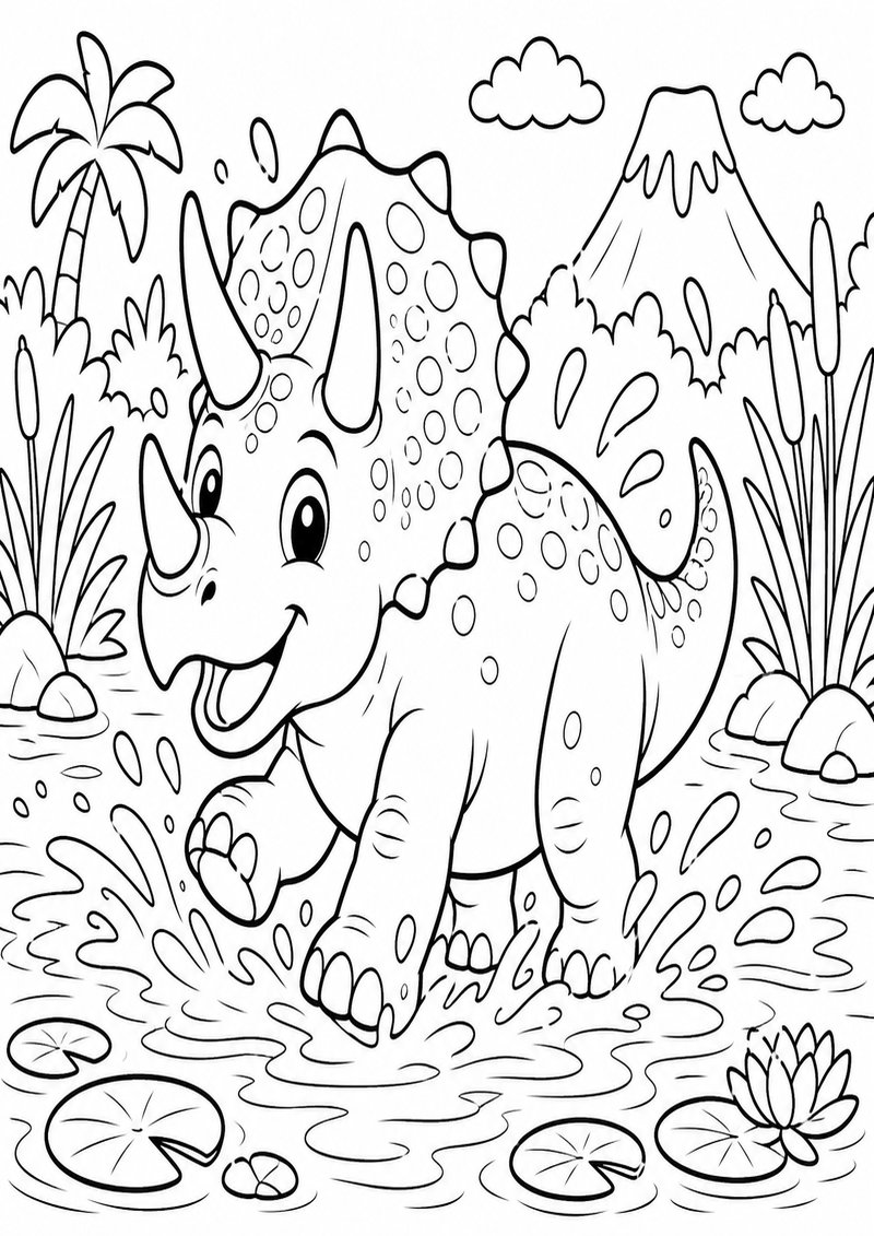 Triceratops 3 Para Colorear dibujo para colorear